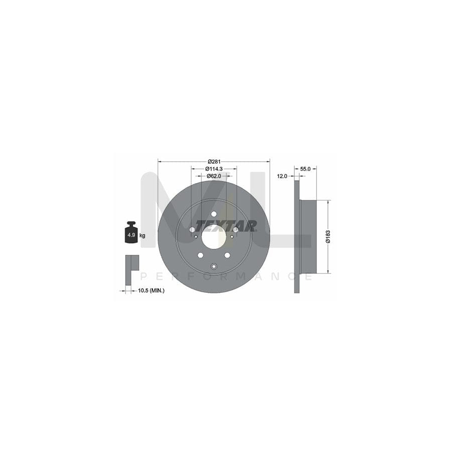 TEXTAR PRO 92162103 Brake Disc Solid, Coated, without wheel hub, without wheel studs | ML Performance Car Parts