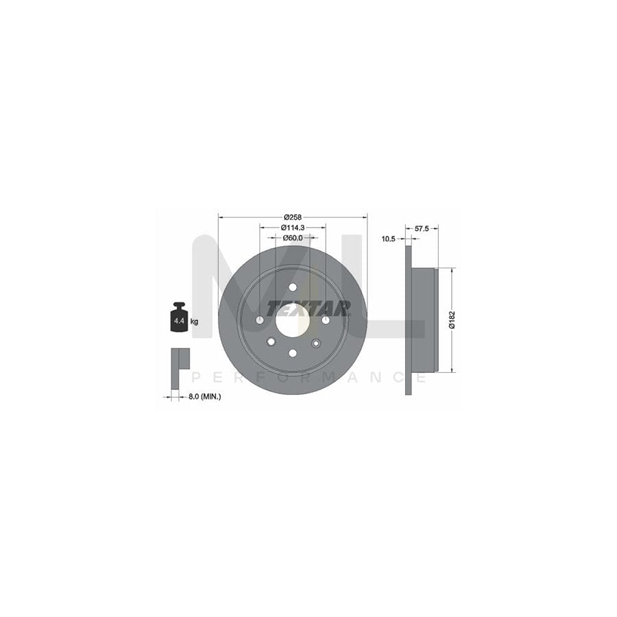 TEXTAR 92163000 Brake Disc Solid, without wheel hub, without wheel studs | ML Performance Car Parts