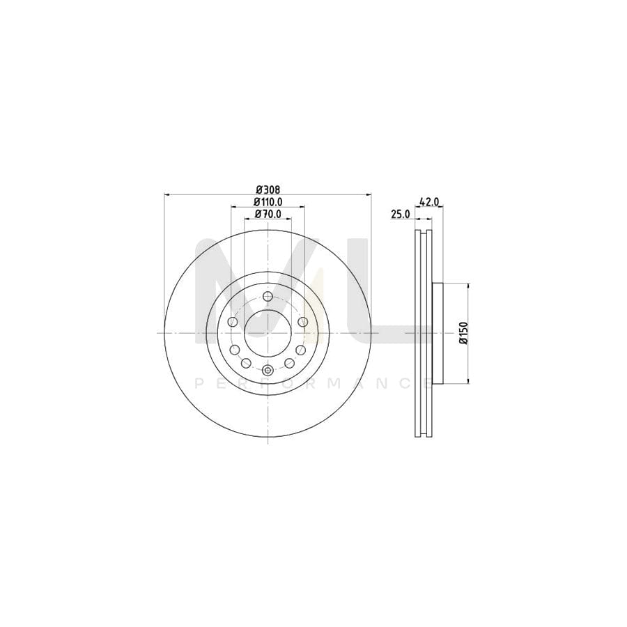 HELLA PRO 8DD 355 108-231 Brake Disc Externally Vented, Coated, without wheel hub, without wheel studs | ML Performance Car Parts