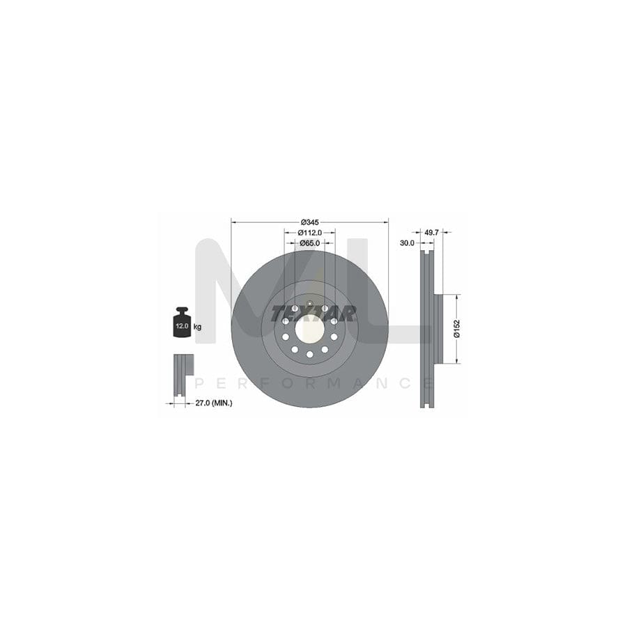 TEXTAR PRO+ 92120605 Brake Disc Internally Vented, Coated, High-carbon, without wheel hub, without wheel studs | ML Performance Car Parts