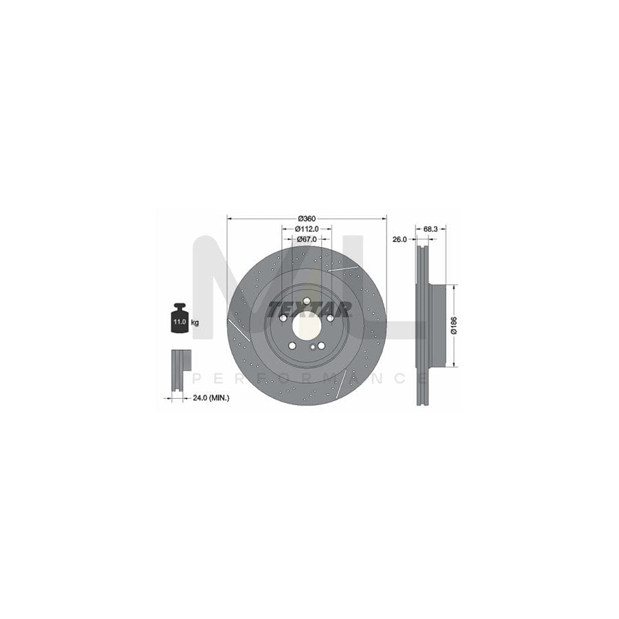 TEXTAR PRO+ 92283805 Brake Disc Internally Vented, Perforated, Slotted, Coated, High-carbon, without wheel hub, without wheel studs | ML Performance Car Parts