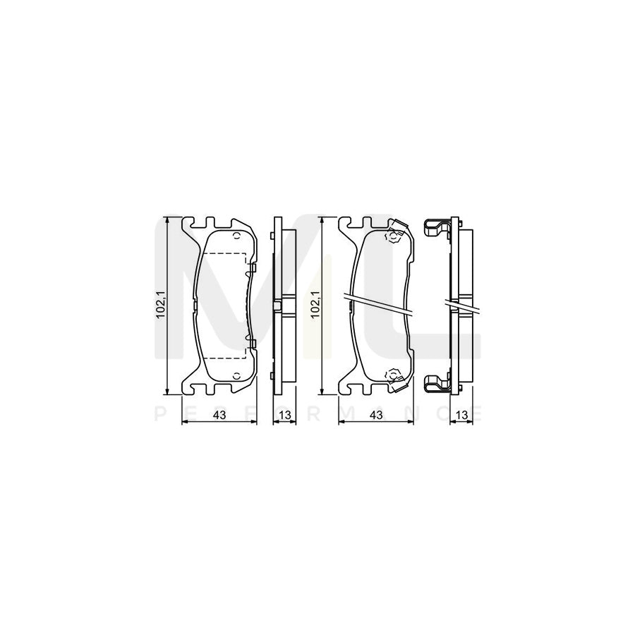 Bosch 0986494341 Brake Pad Set For Mazda 323F V Hatchback (Ba) With Acoustic Wear Warning BP1248 | ML Performance Car Parts