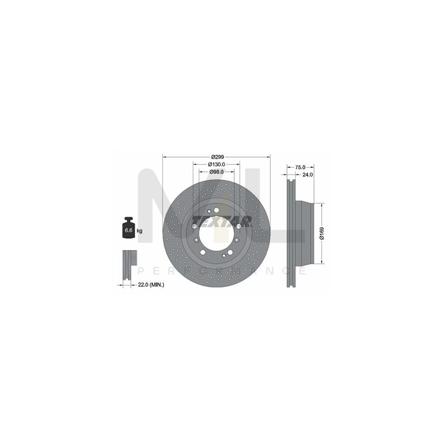 TEXTAR PRO 92100103 Brake Disc Internally Vented, Perforated, Coated, without wheel hub, without wheel studs | ML Performance Car Parts