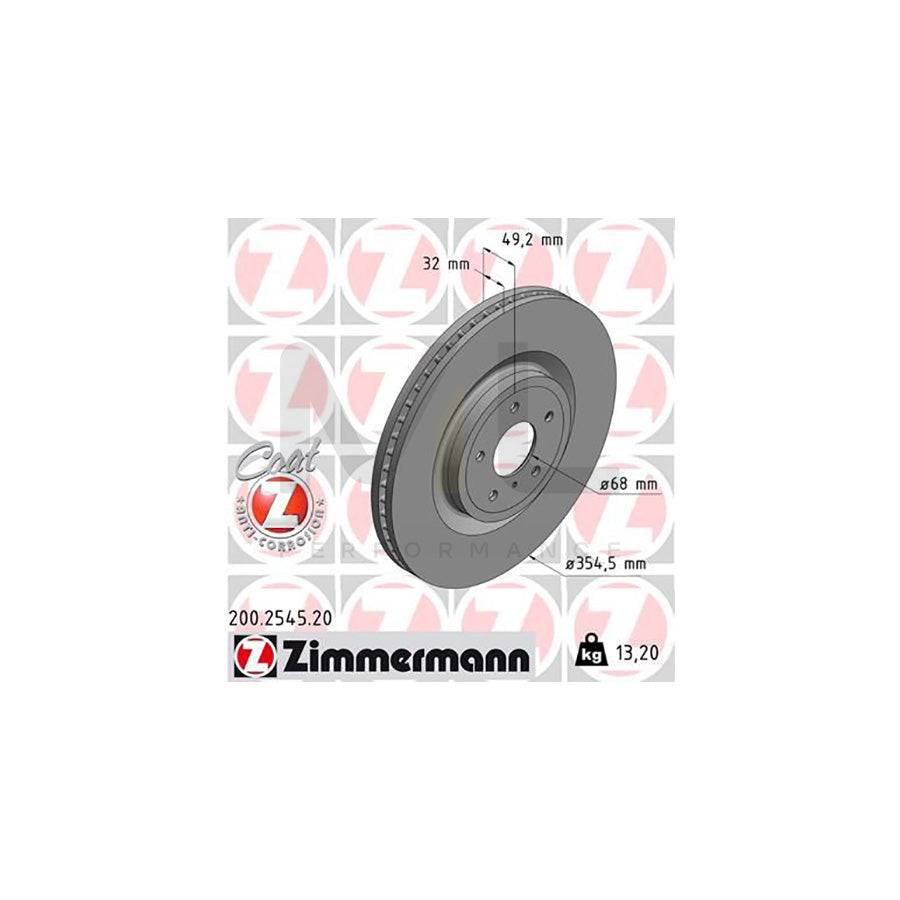 ZIMMERMANN 200.2545.20 Brake Disc Internally Vented, Coated | ML Performance Car Parts