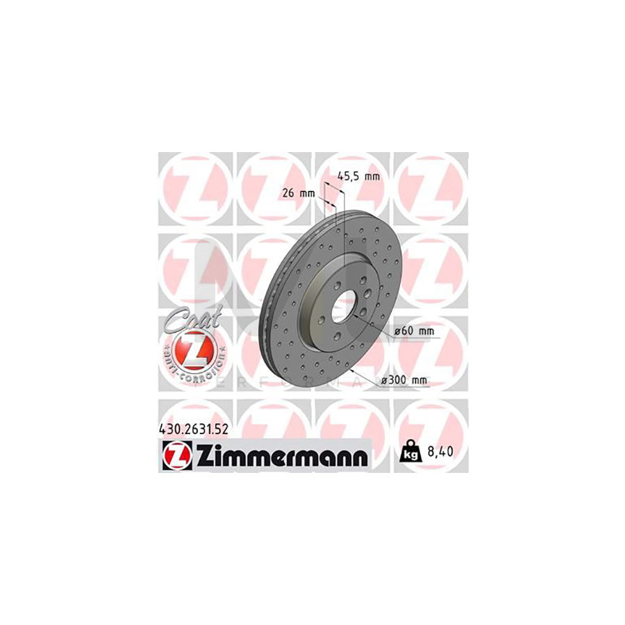 ZIMMERMANN SPORT COAT Z 430.2631.52 Brake Disc Internally Vented, Perforated, Coated, High-carbon | ML Performance Car Parts