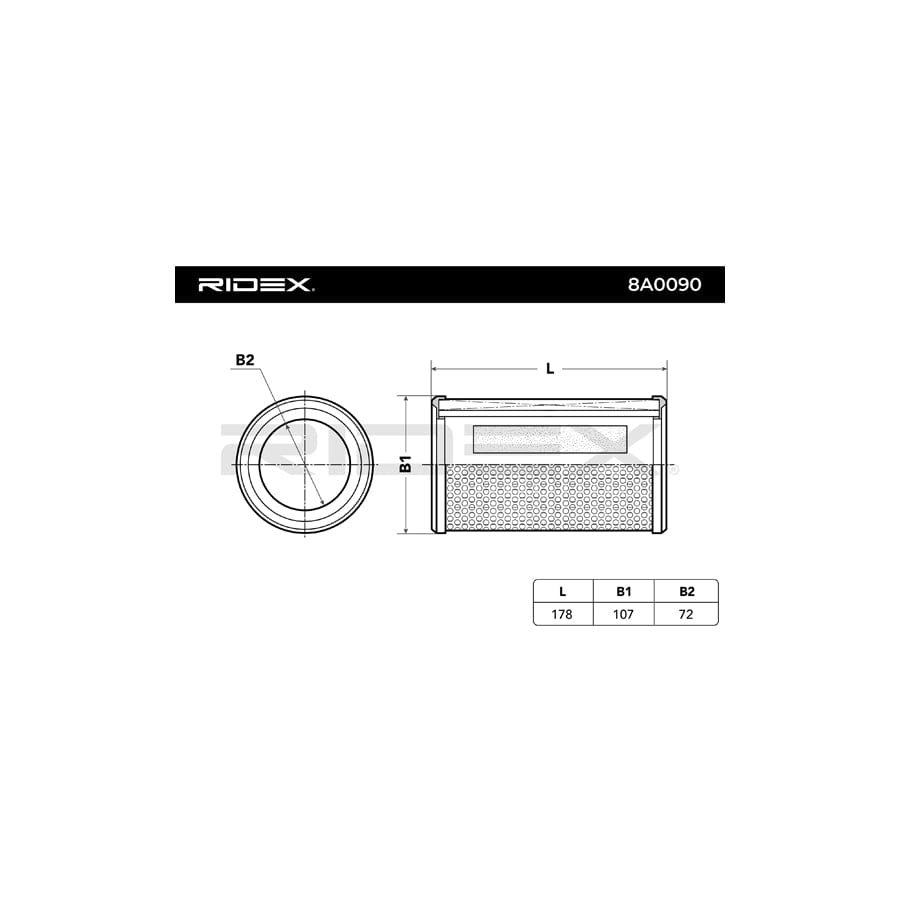 RIDEX 8A0090 Air Filter | ML Performance UK Car Parts