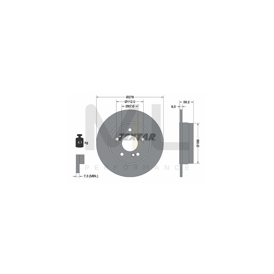 TEXTAR 92058000 Brake Disc Solid, without wheel hub, without wheel studs | ML Performance Car Parts