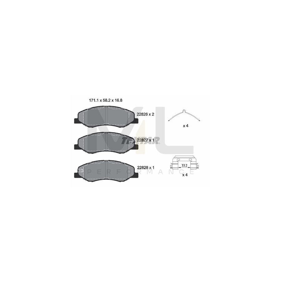 TEXTAR 2282601 Brake pad set for HONDA Odyssey (RL6) with acoustic wear warning, with accessories | ML Performance Car Parts