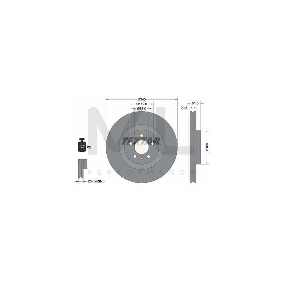 TEXTAR 92160200 Brake Disc Internally Vented, without wheel hub, without wheel studs | ML Performance Car Parts