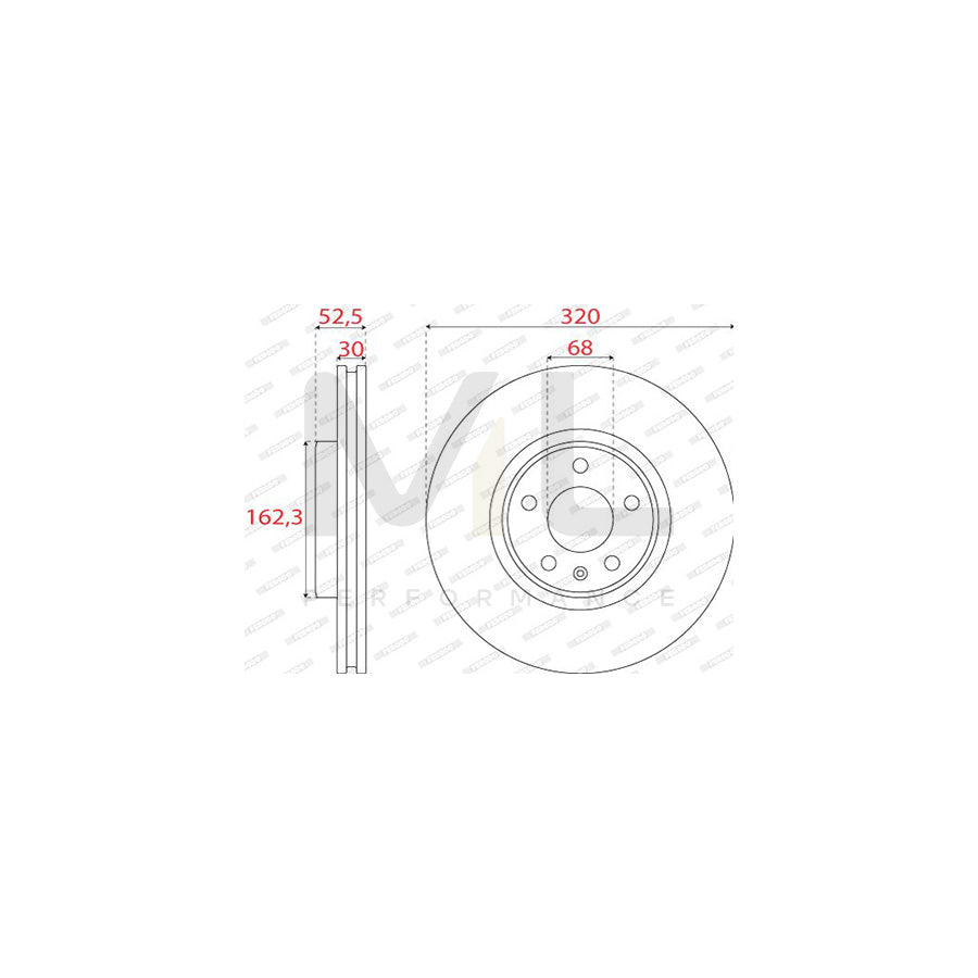 FERODO DDF2761C Brake Disc for AUDI Q5 (8RB) Vented, Coated | ML Performance Car Parts