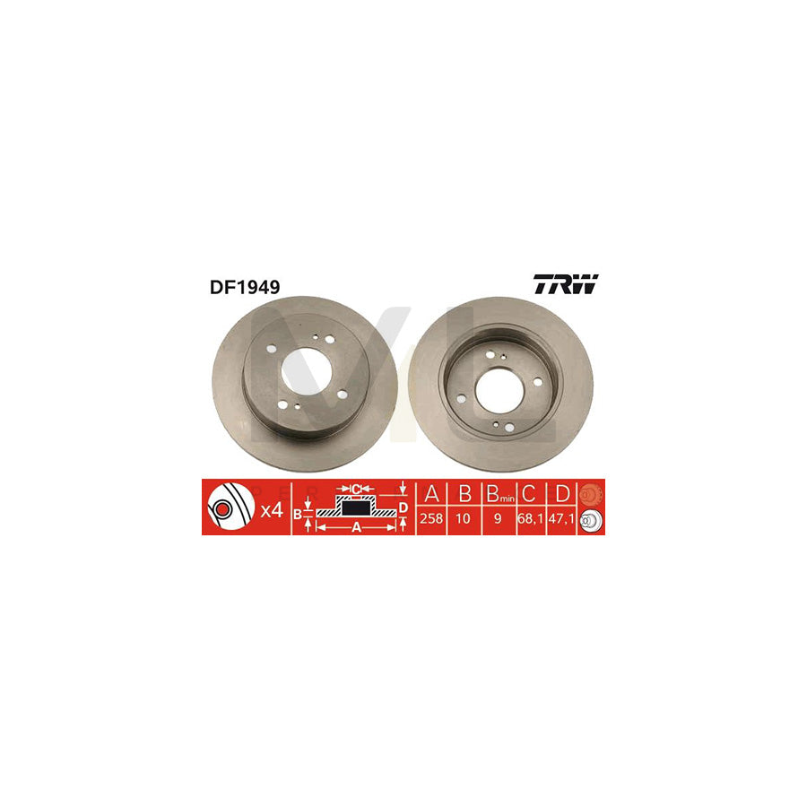 TRW DF1949 Brake Disc Solid | ML Performance Car Parts