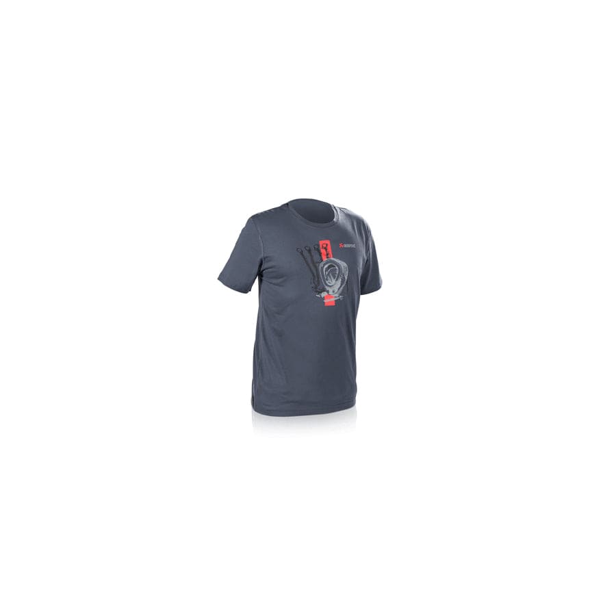 Akrapovic Lifestyle T-shirt Red Strip Men's Blue-Grey | ML Performance UK Car Parts