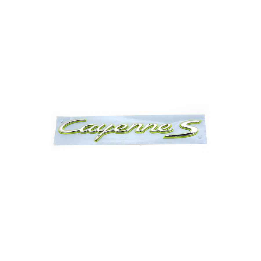 Genuine Porsche Cayenne S In Chrome And Acid Green Rear Lid Badge For Porsche 958 Cayenne S Hybrid | ML Performance UK Car Parts