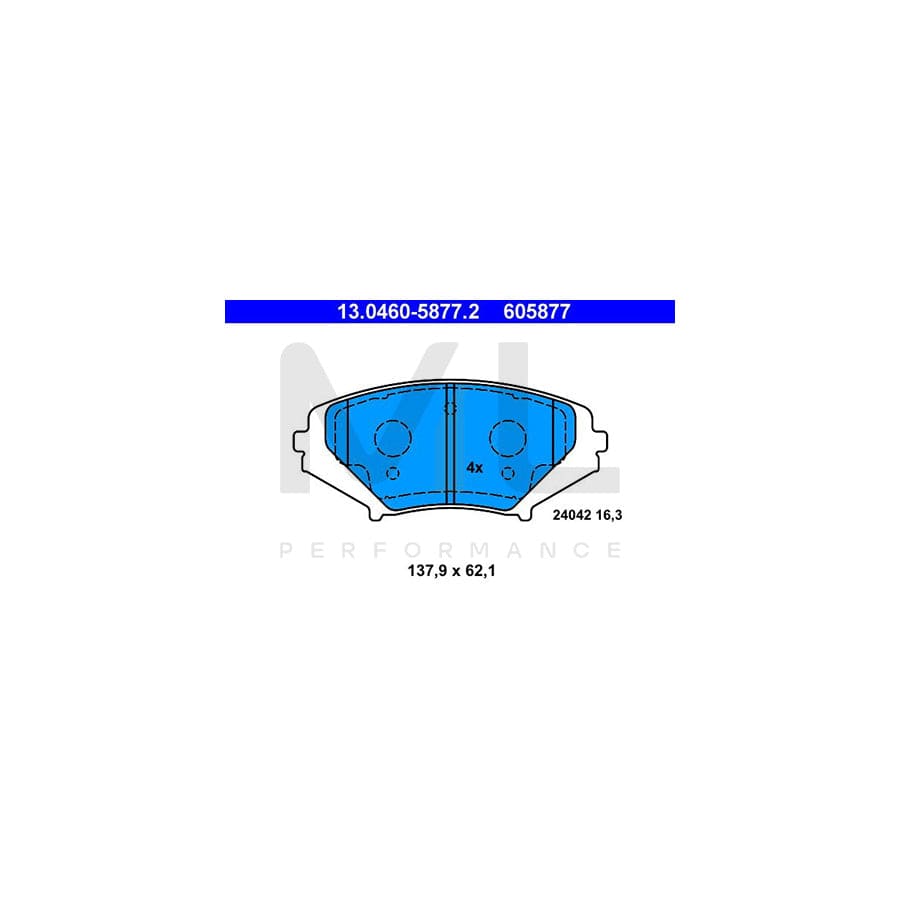 ATE 13.0460-5877.2 Brake pad set for MAZDA RX-8 (SE, FE) excl. wear warning contact, not prepared for wear indicator | ML Performance Car Parts