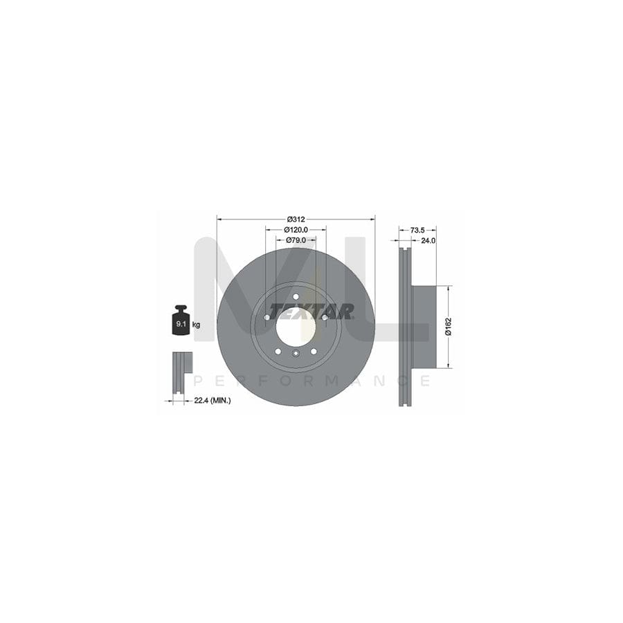 TEXTAR PRO 92176103 Brake Disc Internally Vented, Coated, without wheel hub, without wheel studs | ML Performance Car Parts