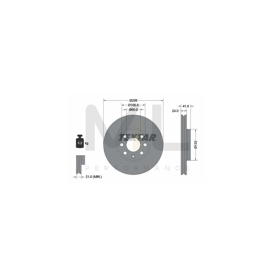 TEXTAR PRO 92091803 Brake Disc Internally Vented, Coated, without wheel hub, without wheel studs | ML Performance Car Parts