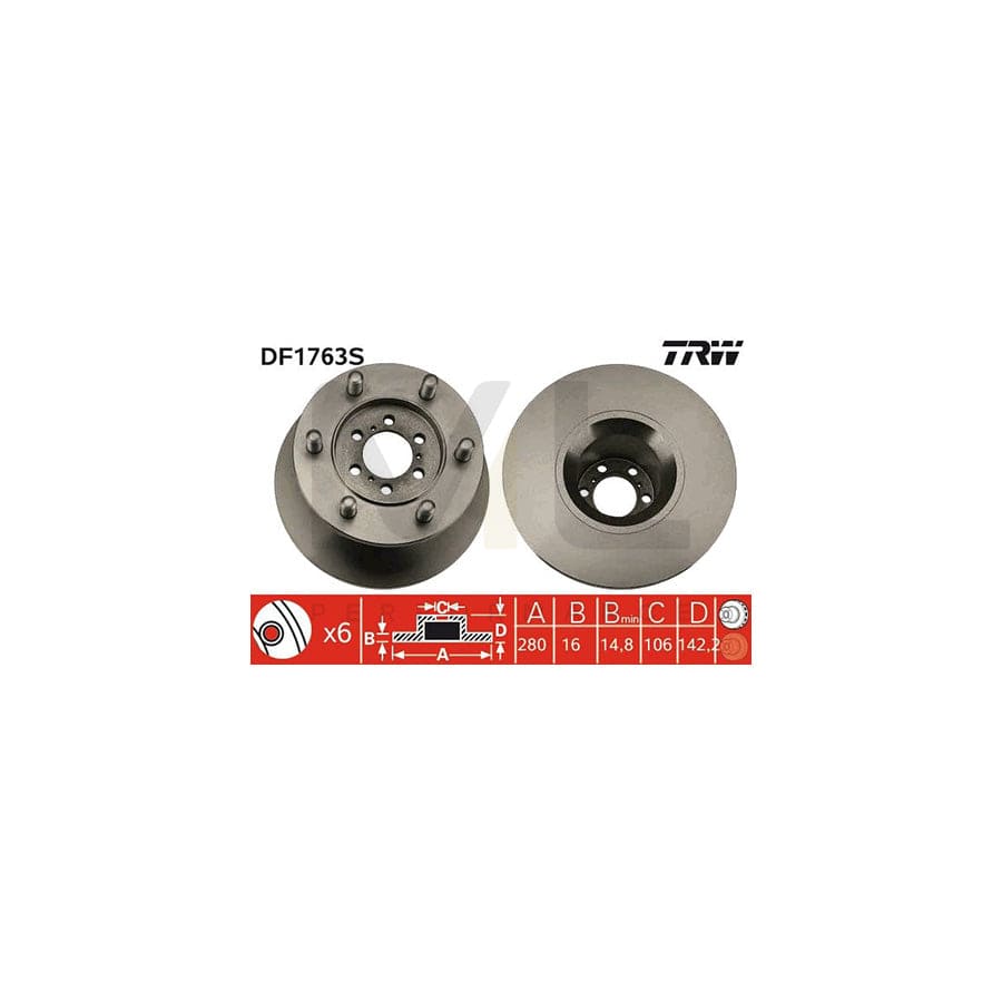 TRW DF1763S Brake Disc for IVECO Daily Solid, Painted | ML Performance Car Parts