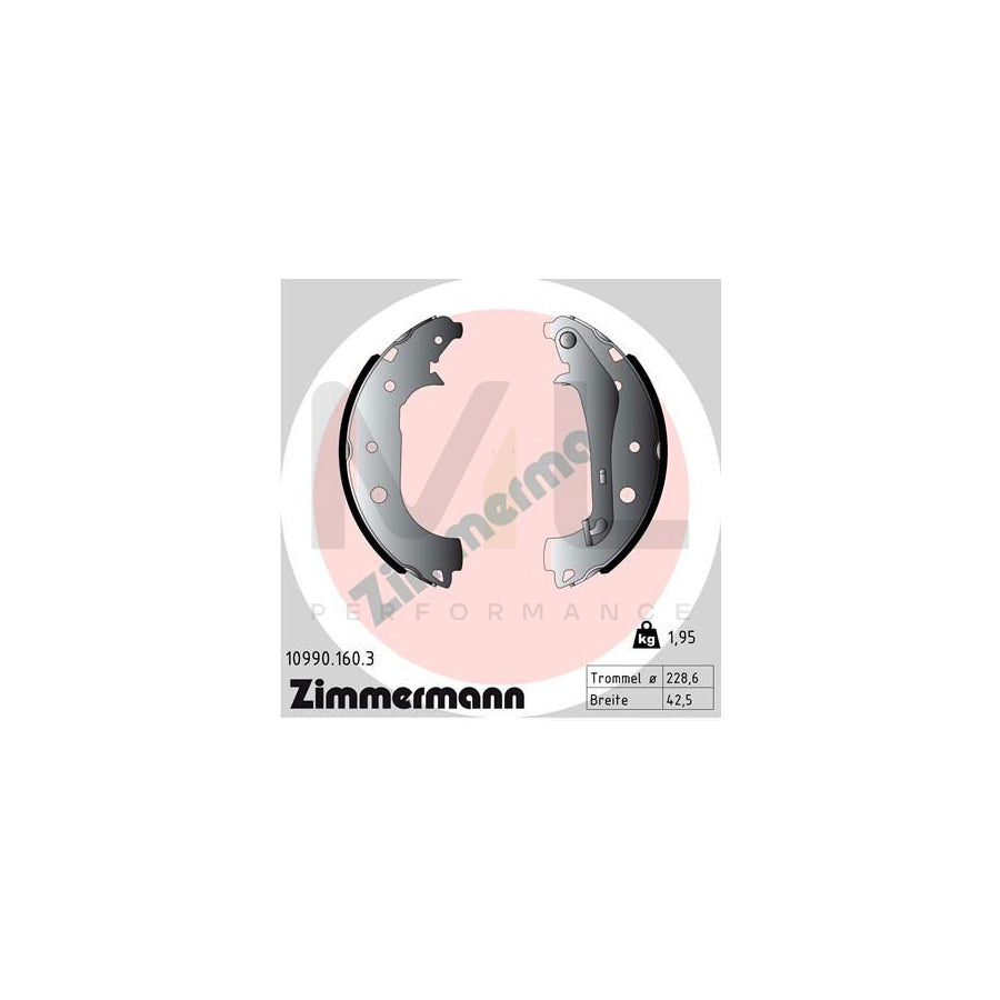 ZIMMERMANN 10990.160.3 Brake Shoe Set for FORD Ecosport Mk2 Photo corresponds to scope of supply, with lever | ML Performance Car Parts