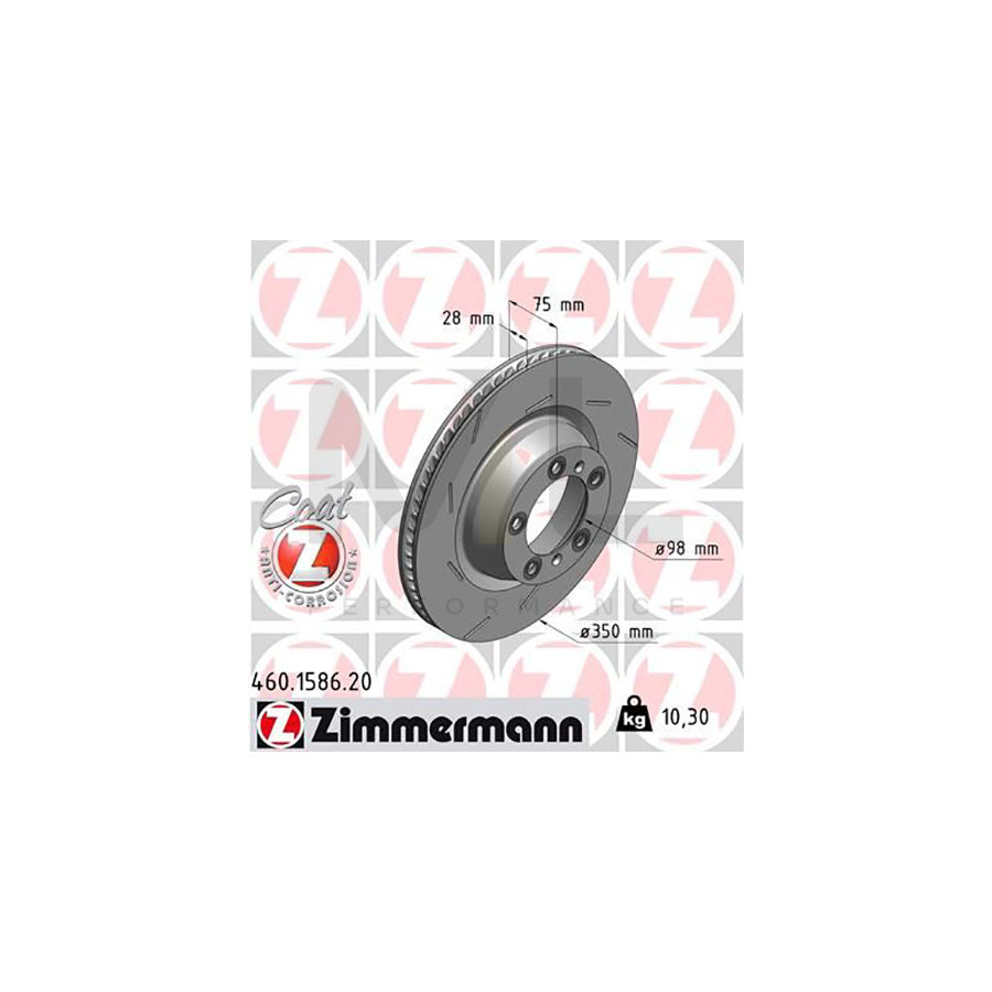 ZIMMERMANN COAT Z 460.1586.20 Brake Disc for PORSCHE Panamera (970) Internally Vented, Slotted, Coated | ML Performance Car Parts