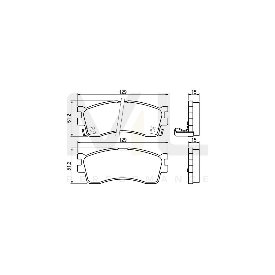 Bosch 0986494144 Brake Pad Set With Acoustic Wear Warning, With Anti-Squeak Plate, With Mounting Manual BP1055 | ML Performance Car Parts