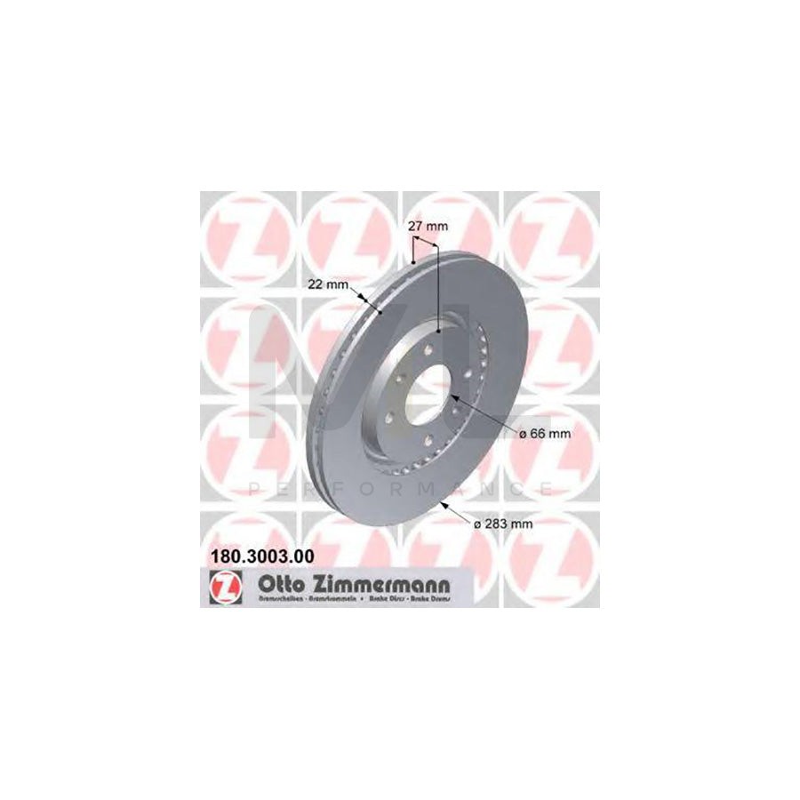 ZIMMERMANN 180.3003.00 Brake Disc Externally Vented | ML Performance Car Parts