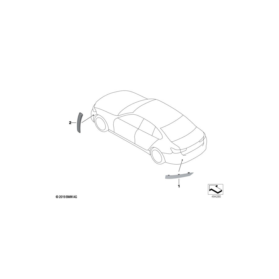 Genuine BMW 63148074230 G20 Reflector, Rear Right M (Inc. 320i, 330iX & 330i) | ML Performance UK