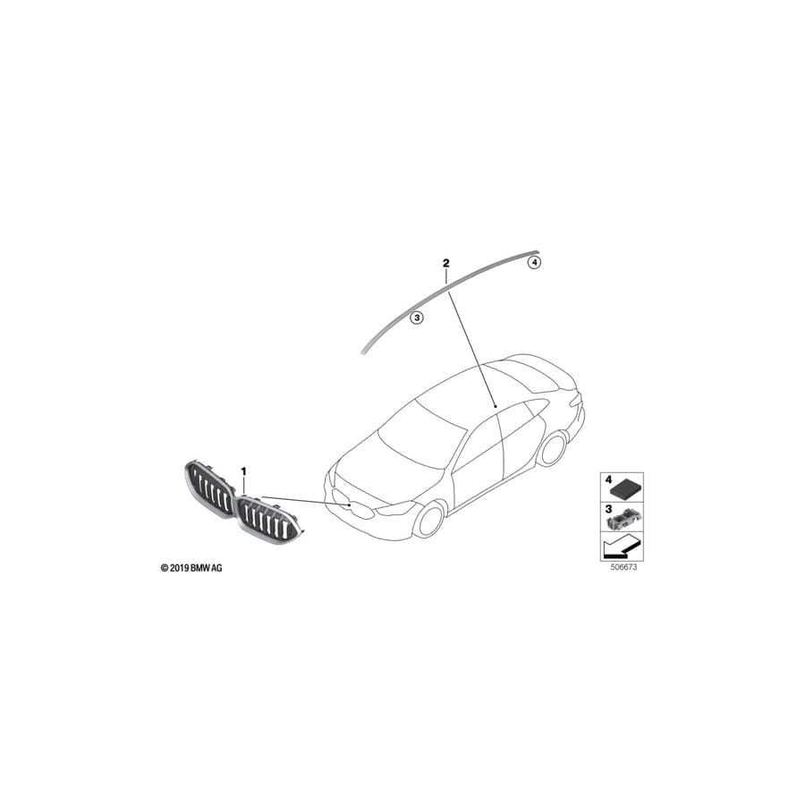 Genuine BMW 51137224104 F44 Roof Molding Prime-Coated Right (Inc. M235iX, 228iX & 218i) | ML Performance UK Car Parts