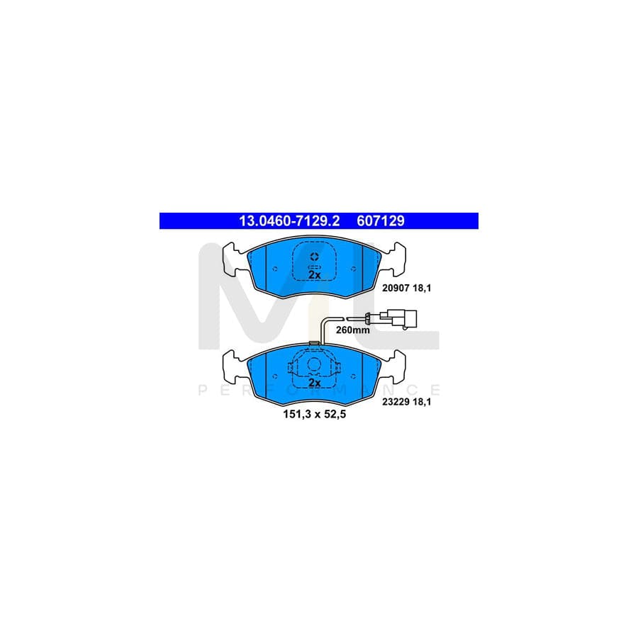 ATE 13.0460-7129.2 Brake pad set for LANCIA DEDRA incl. wear warning contact | ML Performance Car Parts