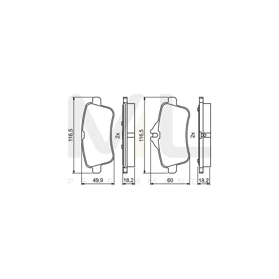 Bosch 0986495403 Brake Pad Set With Anti-Squeak Plate BP1776 | ML Performance Car Parts