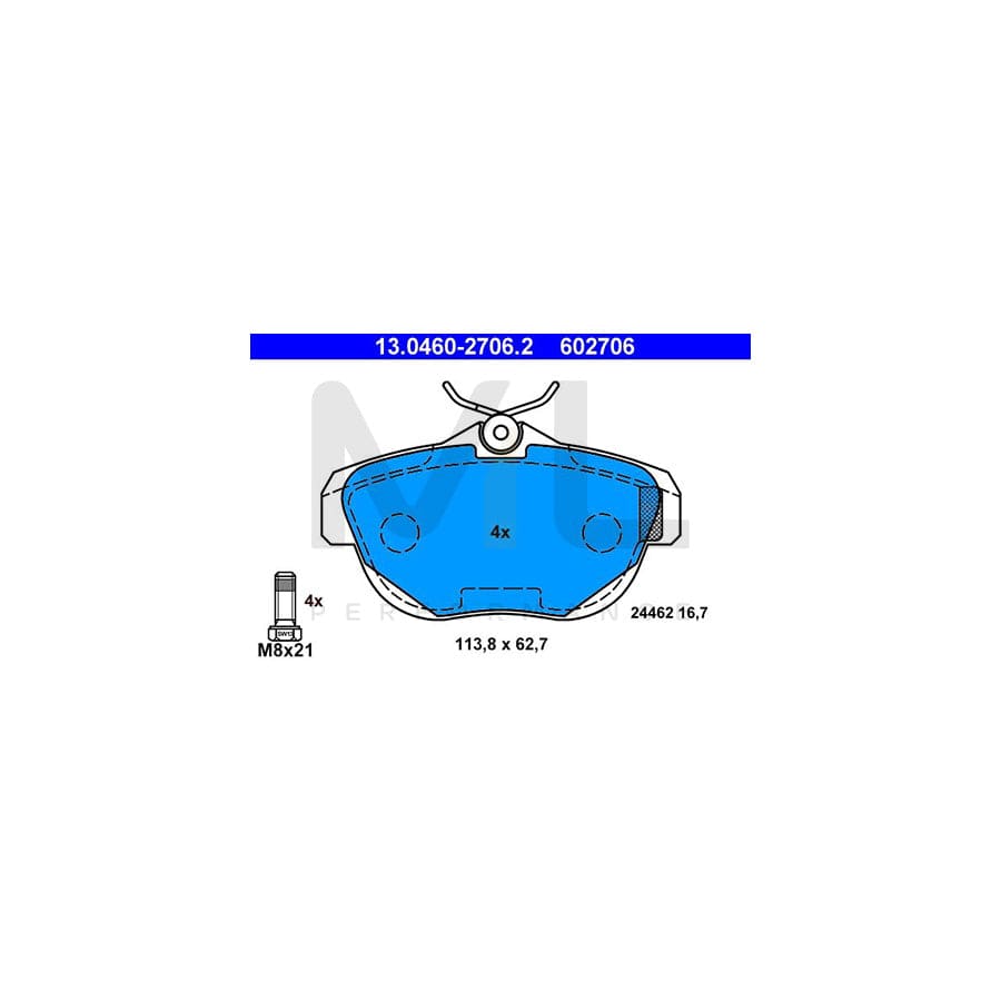 ATE 13.0460-2706.2 Brake pad set for CITRO?? C6 Saloon excl. wear warning contact, with brake caliper screws | ML Performance Car Parts