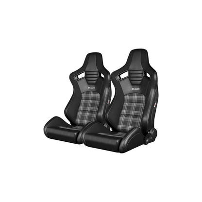 BRAUM Elite-S Series Racing Seats (Black & Grey Plaid) – Pair | ML Performance UK Car Parts