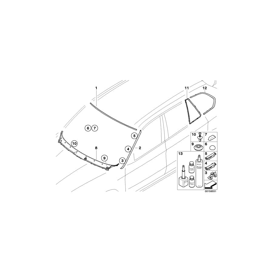 Genuine BMW 51377207845 E70 Finisher, Side Window, Rear Left GLANZSCHWARZ (Inc. X5) | ML Performance UK Car Parts