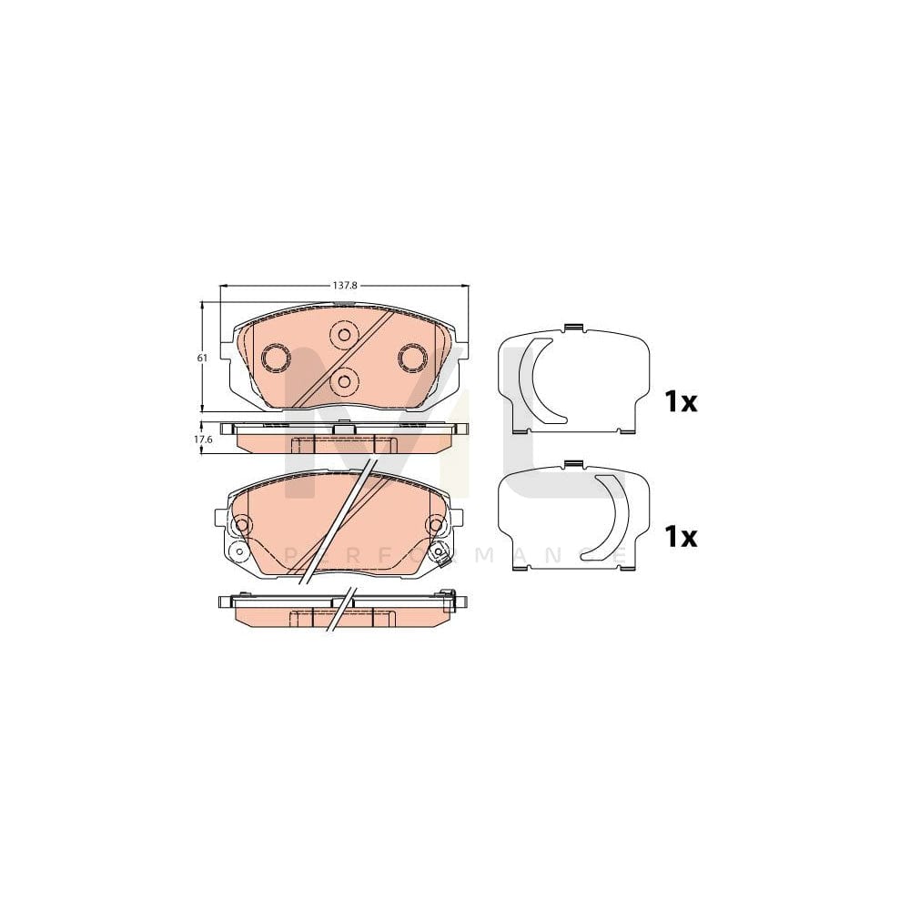 TRW Gdb3647 Brake Pad Set With Acoustic Wear Warning, With Accessories | ML Performance Car Parts