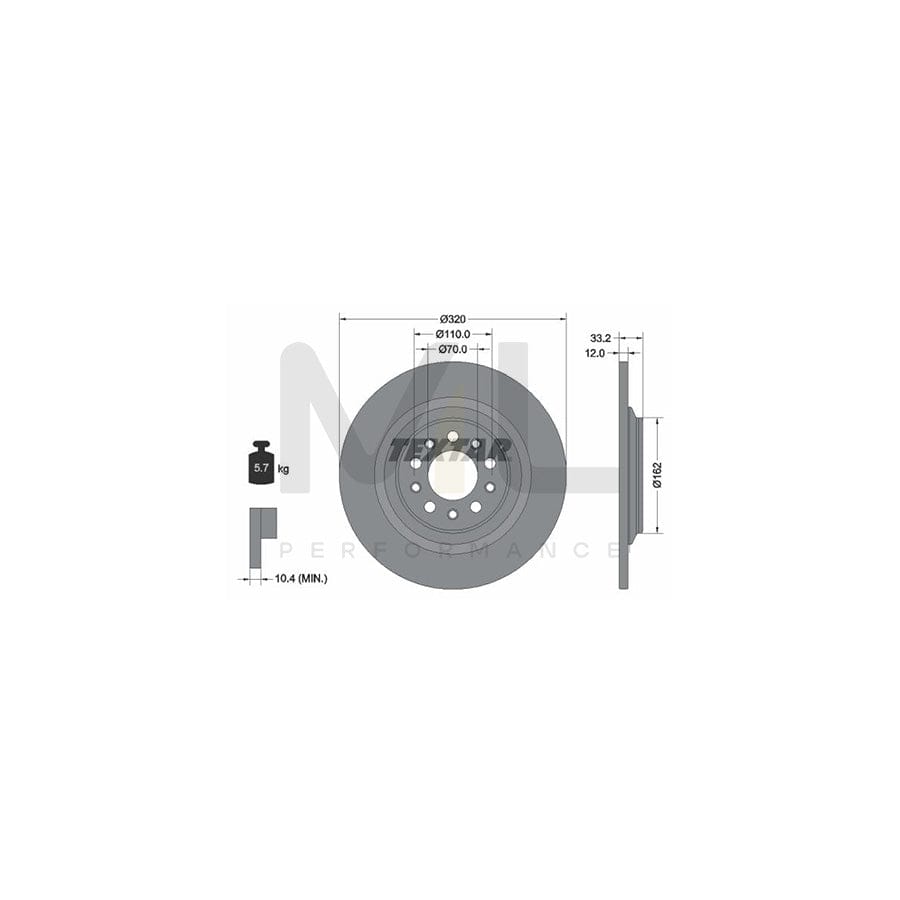 TEXTAR 92304103 Brake Disc for JEEP Cherokee V (KL) Solid, Coated, without wheel hub | ML Performance Car Parts