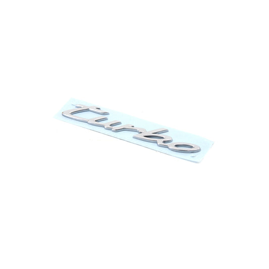 Genuine Porsche 'Turbo' Rear Lid Badge, Light Silver Metallic Porsche Taycan | ML Performance UK Car Parts