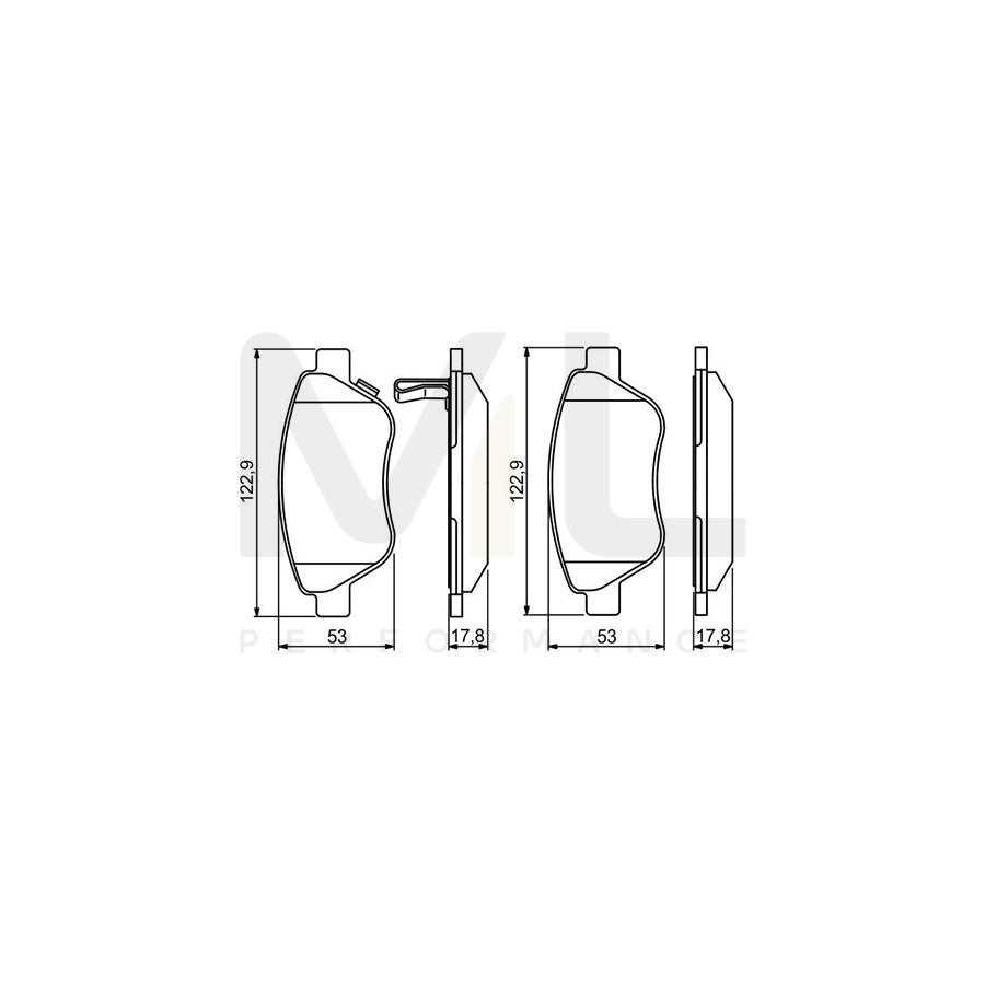 Bosch 0986495237 Brake Pad Set With Acoustic Wear Warning, With Anti-Squeak Plate BP1535 | ML Performance Car Parts