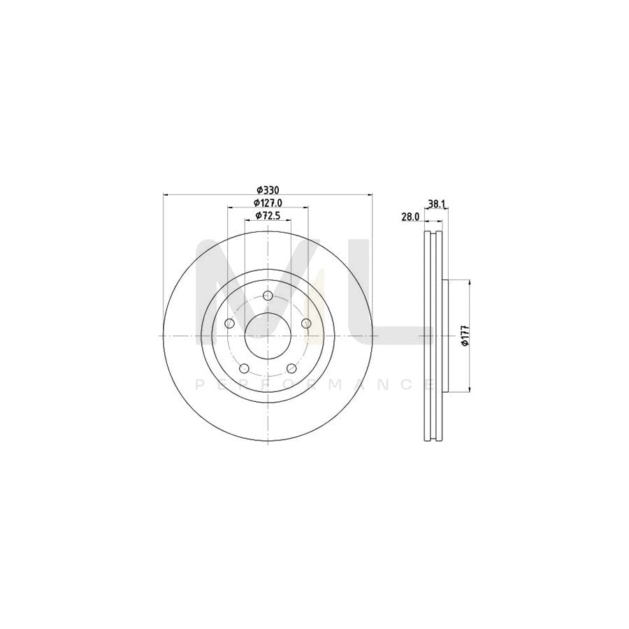 HELLA PRO 8DD 355 123-151 Brake Disc Internally Vented, Coated, without wheel hub, without wheel studs | ML Performance Car Parts