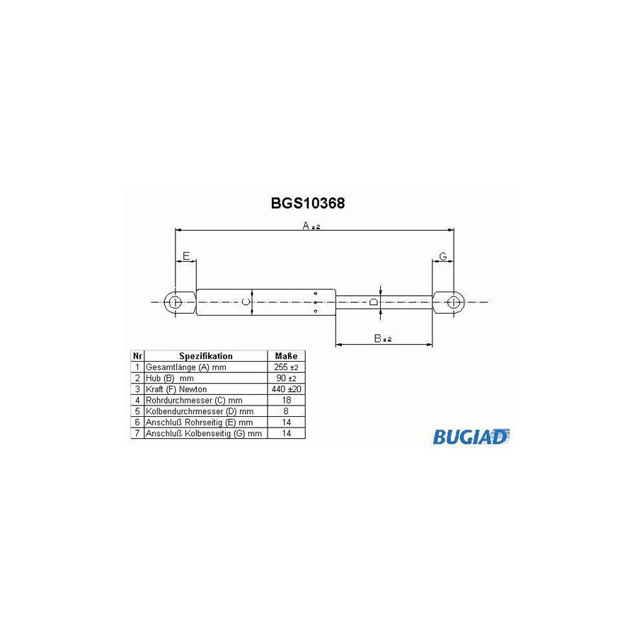 Bugiad BGS10368 Tailgate Strut