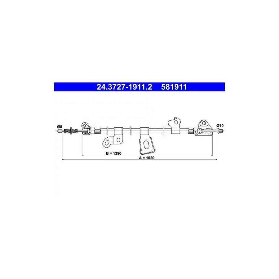 ATE 24.3727-1911.2 Hand Brake Cable