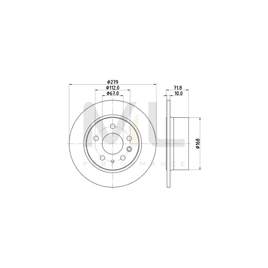 HELLA 8DD 355 100-991 Brake Disc Solid, without wheel hub, without wheel studs | ML Performance Car Parts