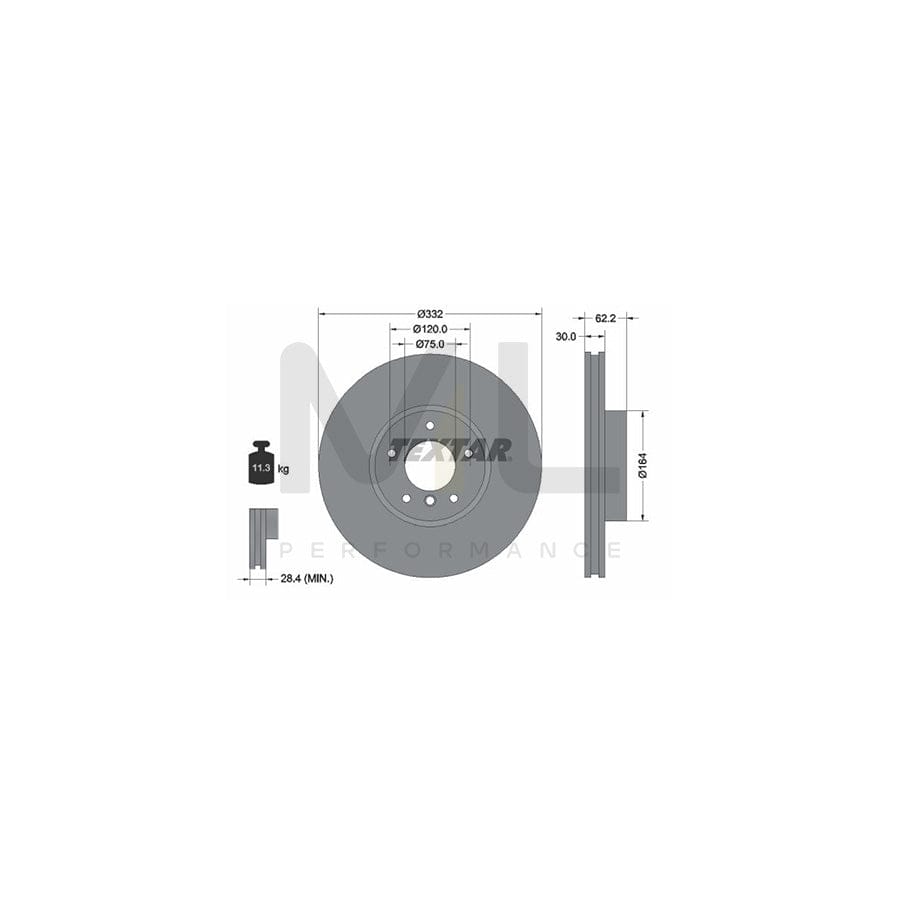 TEXTAR PRO 92160803 Brake Disc Internally Vented, Coated, without wheel hub, without wheel studs | ML Performance Car Parts