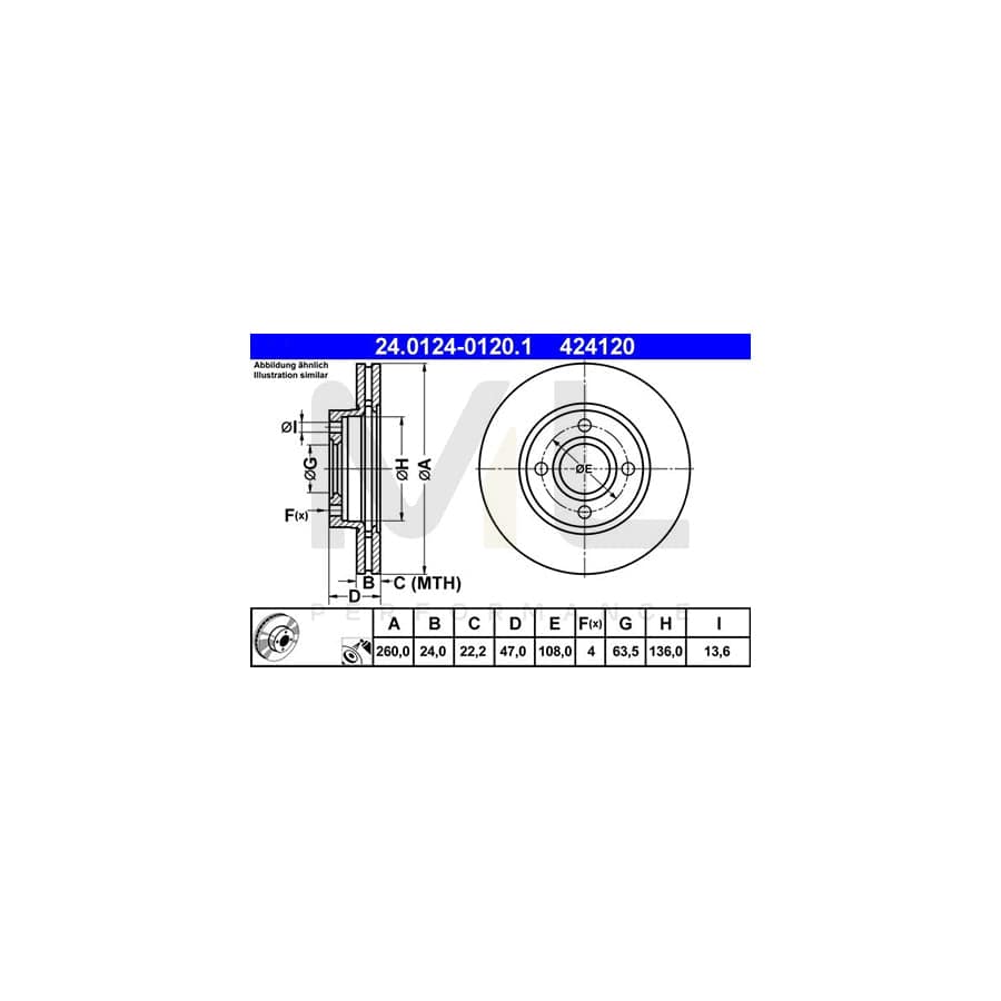 ATE 24.0124-0120.1 Brake Disc Vented, Coated | ML Performance Car Parts