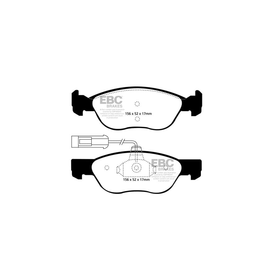 EBC PD03KF012 Alfa Romeo Yellowstuff Front Brake Pad & Plain Disc Kit - Girling/TRW Caliper (Inc. 145 & 146) 2 | ML Performance UK Car Parts