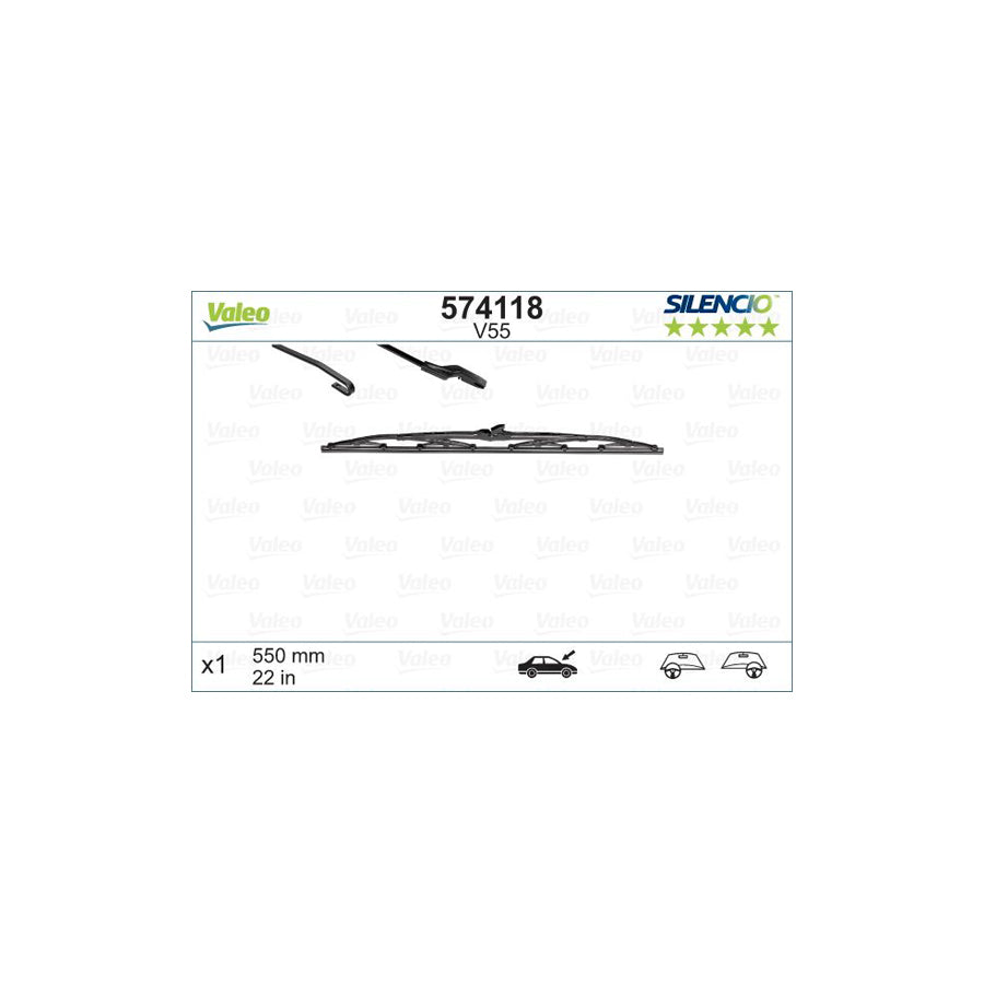 Valeo Silencio, Silencio Conventional Single 574118 Wiper Blade | ML Performance UK Car Parts