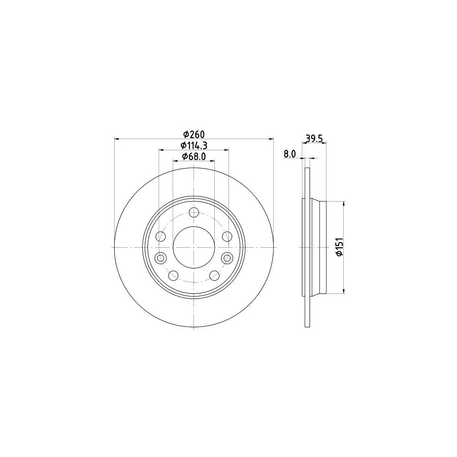 Hella 8DD 355 133-761 Brake Disc For Renault Zoe (BFM_)