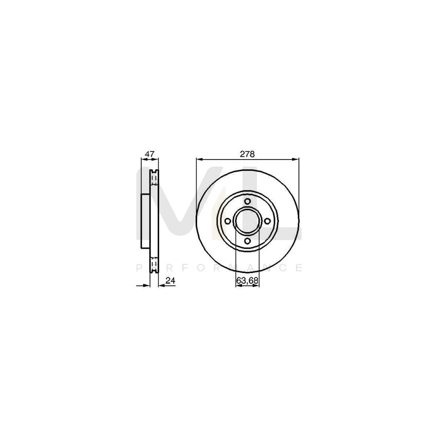 BOSCH 0 986 478 427 Brake Disc Internally Vented, Vented, Oiled | ML Performance Car Parts