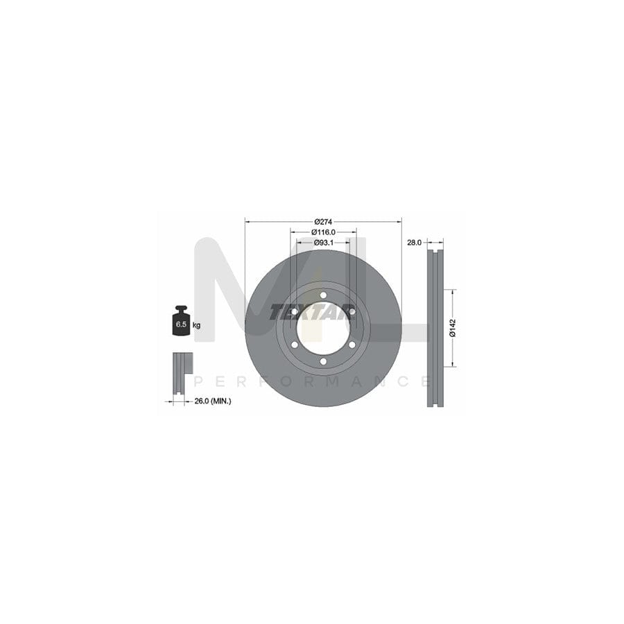 TEXTAR 92236200 Brake Disc Internally Vented, without wheel hub, without wheel studs | ML Performance Car Parts