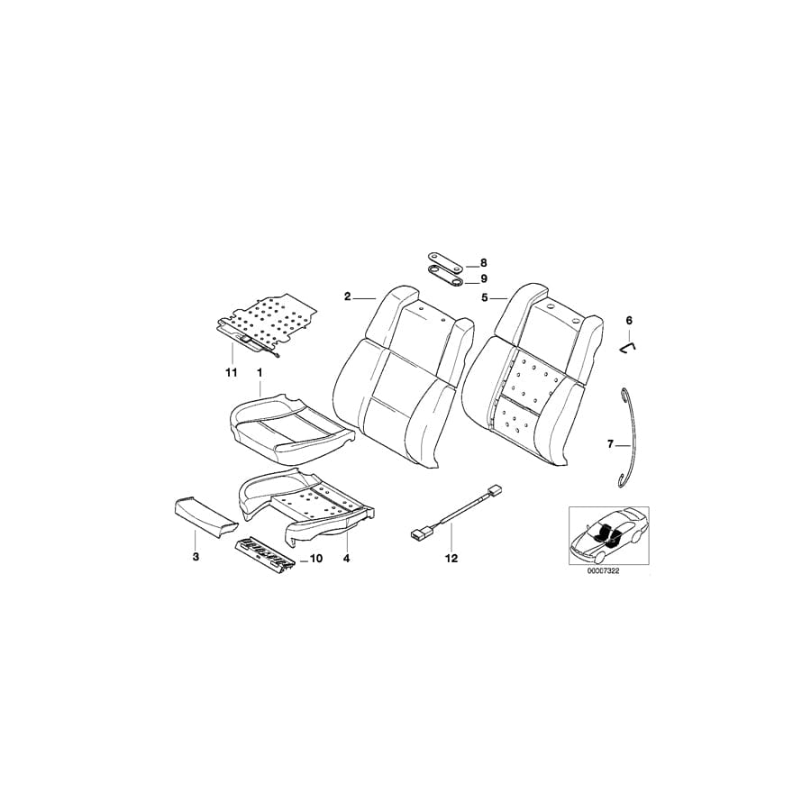 Genuine BMW 52108162302 E38 Pad Seat Backrest (Inc. 740i, 728iL & 750i) | ML Performance UK Car Parts