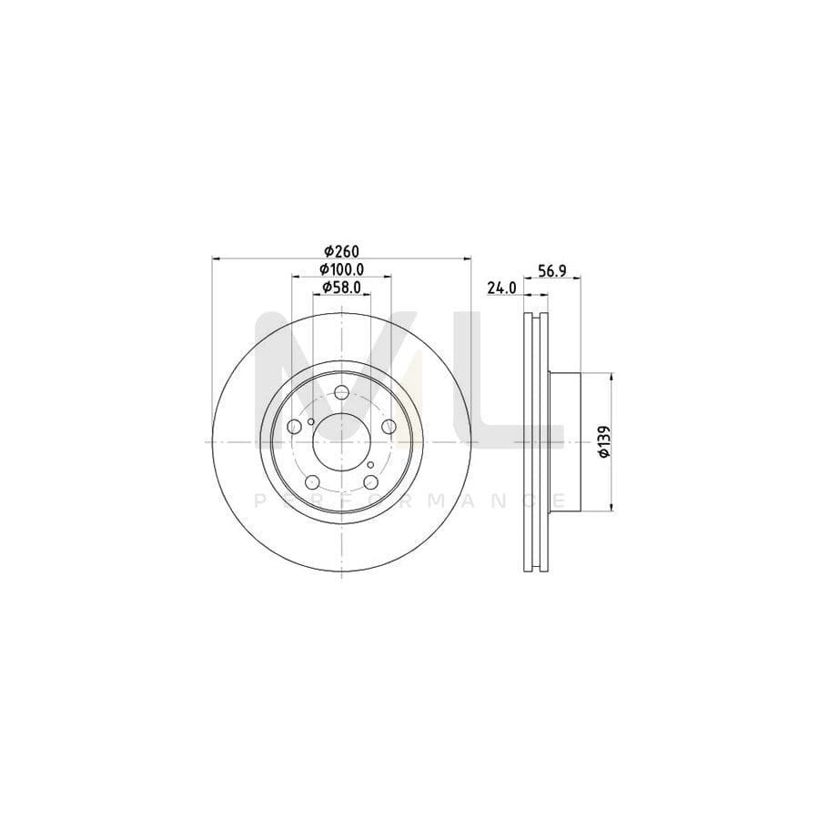 HELLA 8DD 355 105-321 Brake Disc Internally Vented, without wheel hub, without wheel studs | ML Performance Car Parts