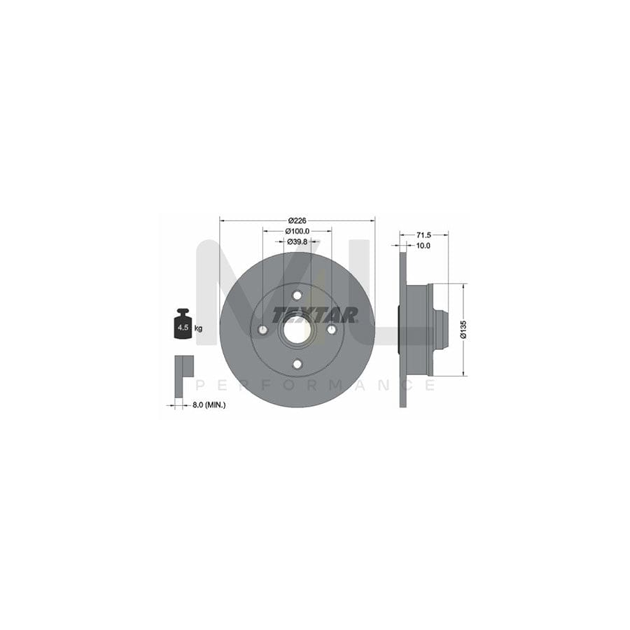 TEXTAR 92154200 Brake Disc Solid, with ABS sensor ring, without wheel studs | ML Performance Car Parts